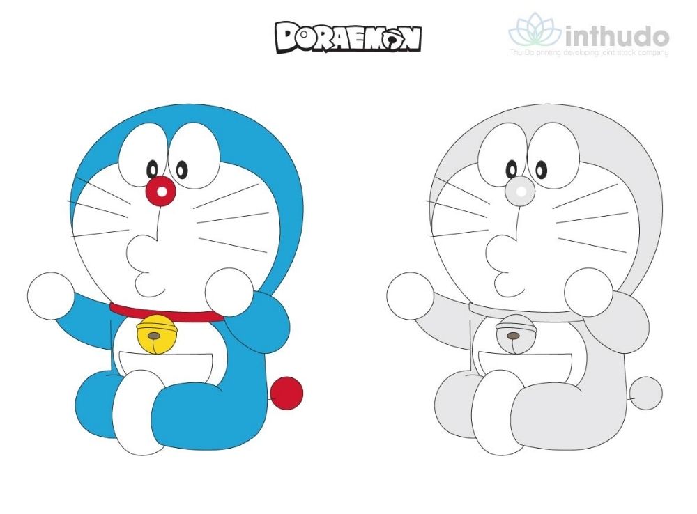 Tranh tô màu Doraemon cute đáng yêu 1
