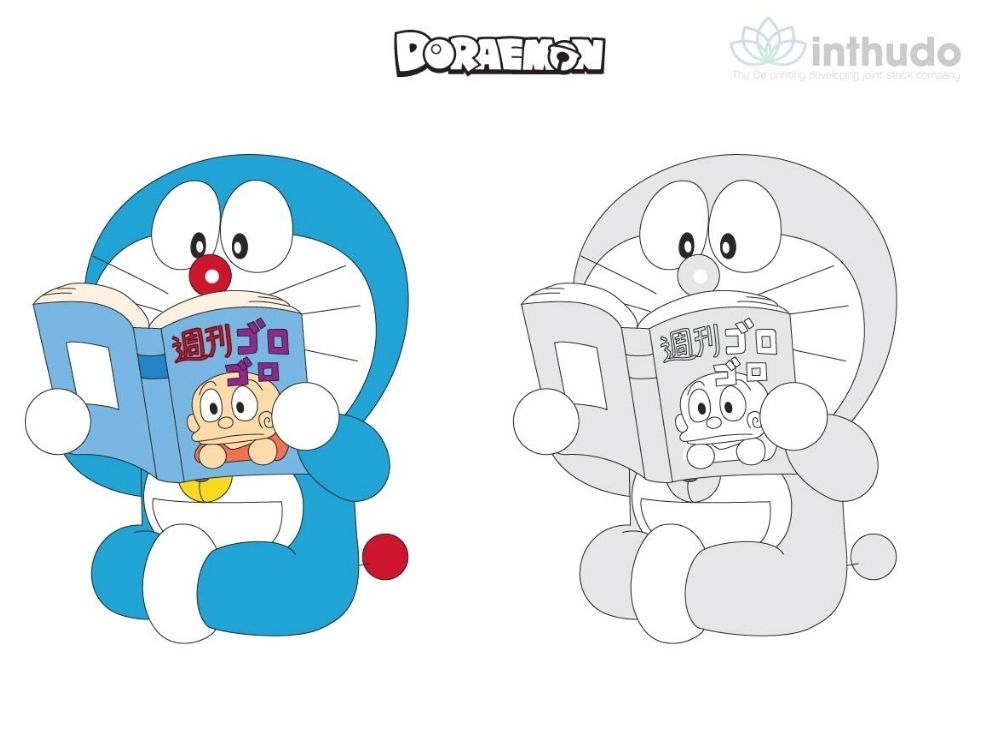 Tranh tô màu Doraemon cute đáng yêu 2