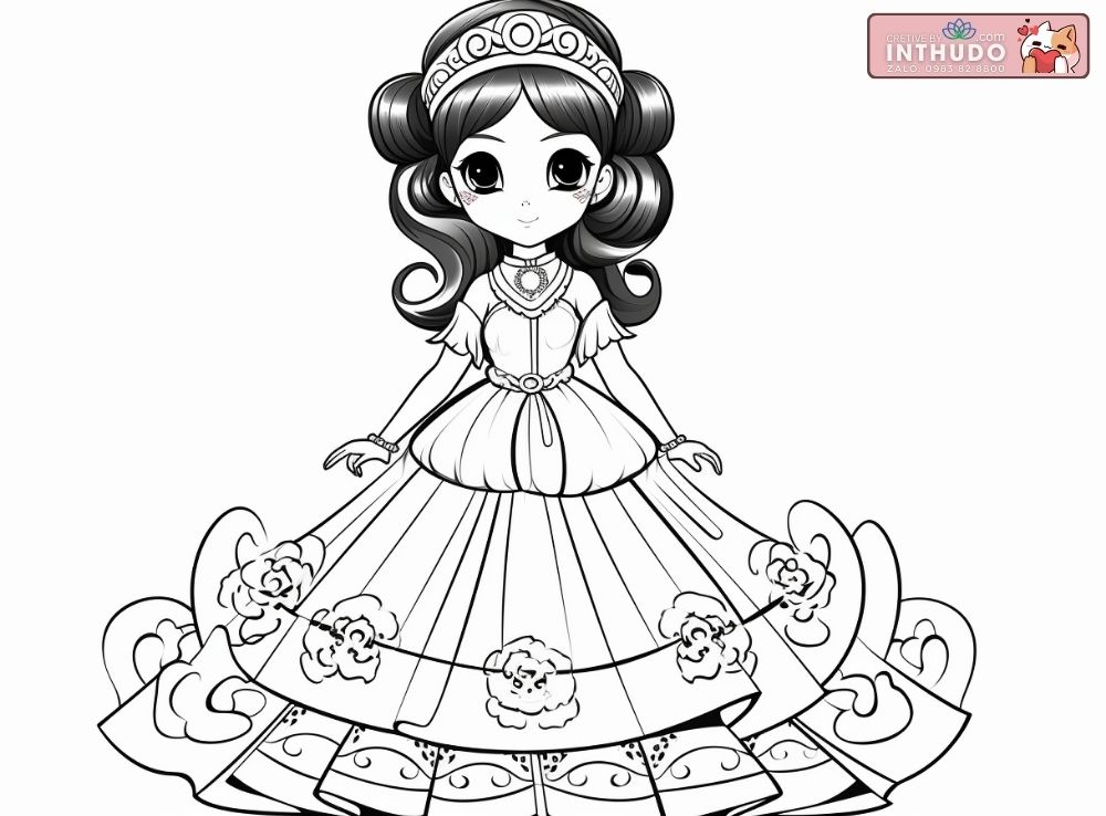 Tranh tô màu công chúa mặc cổ trang Trung Quốc 9