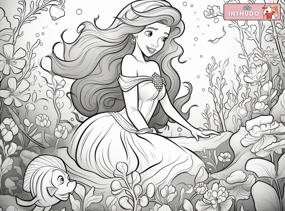 Tranh tô màu nàng tiên cá - Công chúa Ariel 8