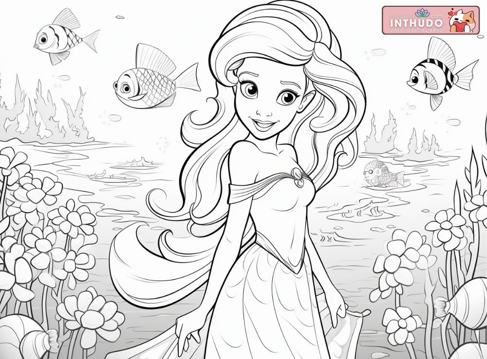 Tranh tô màu nàng tiên cá - Công chúa Ariel 5