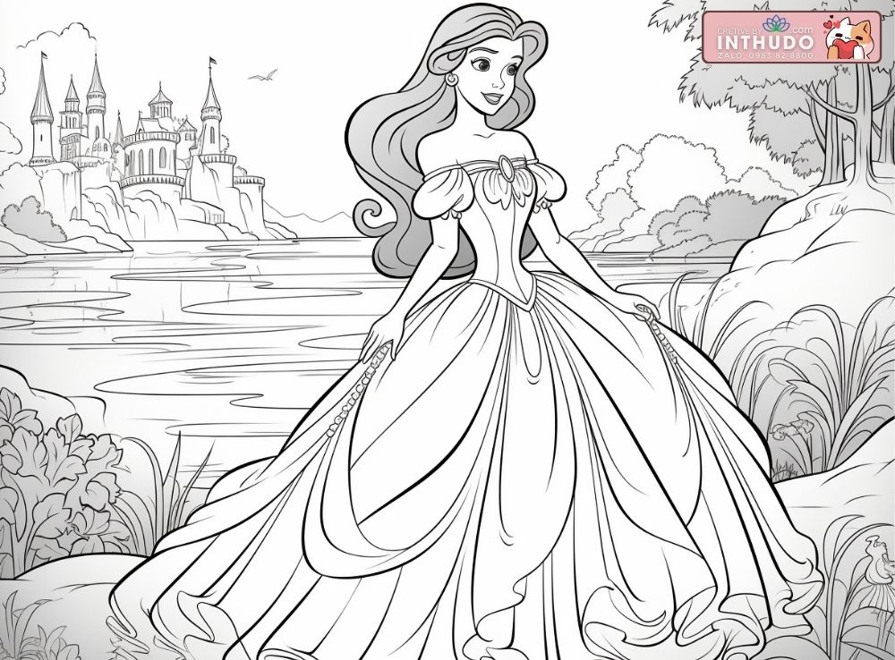 Tranh tô màu nàng tiên cá - Công chúa Ariel 4