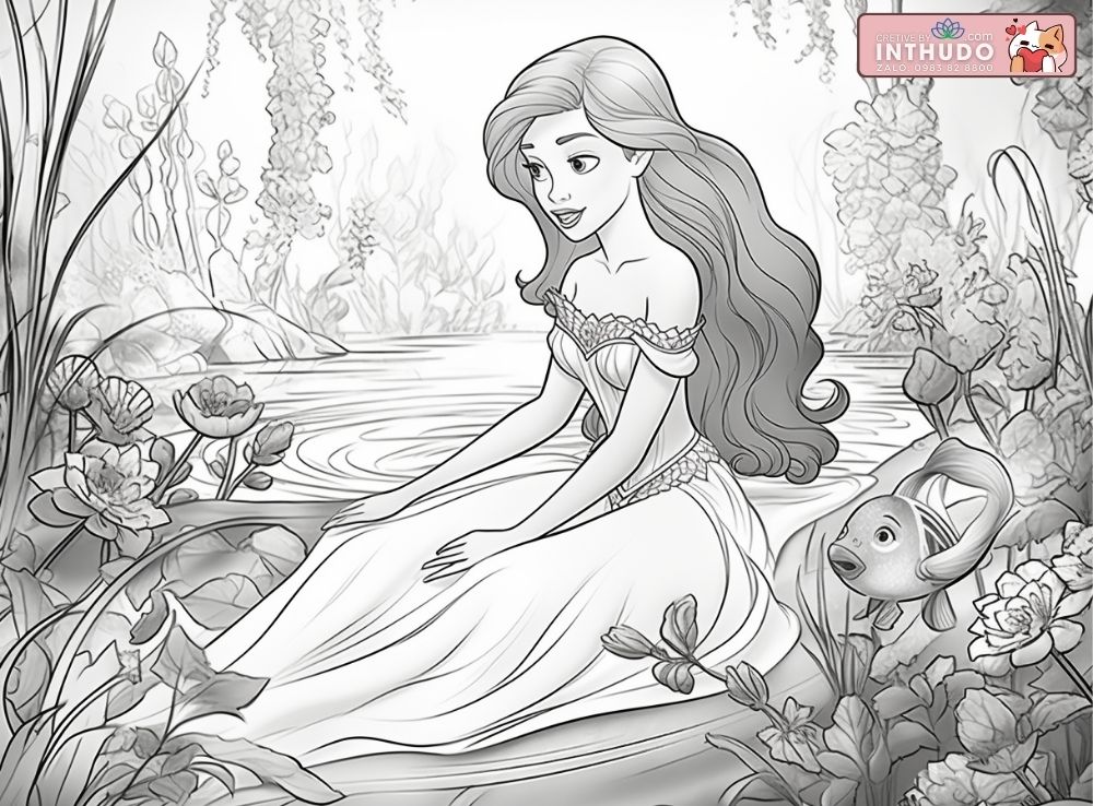 Tranh tô màu nàng tiên cá - Công chúa Ariel 2