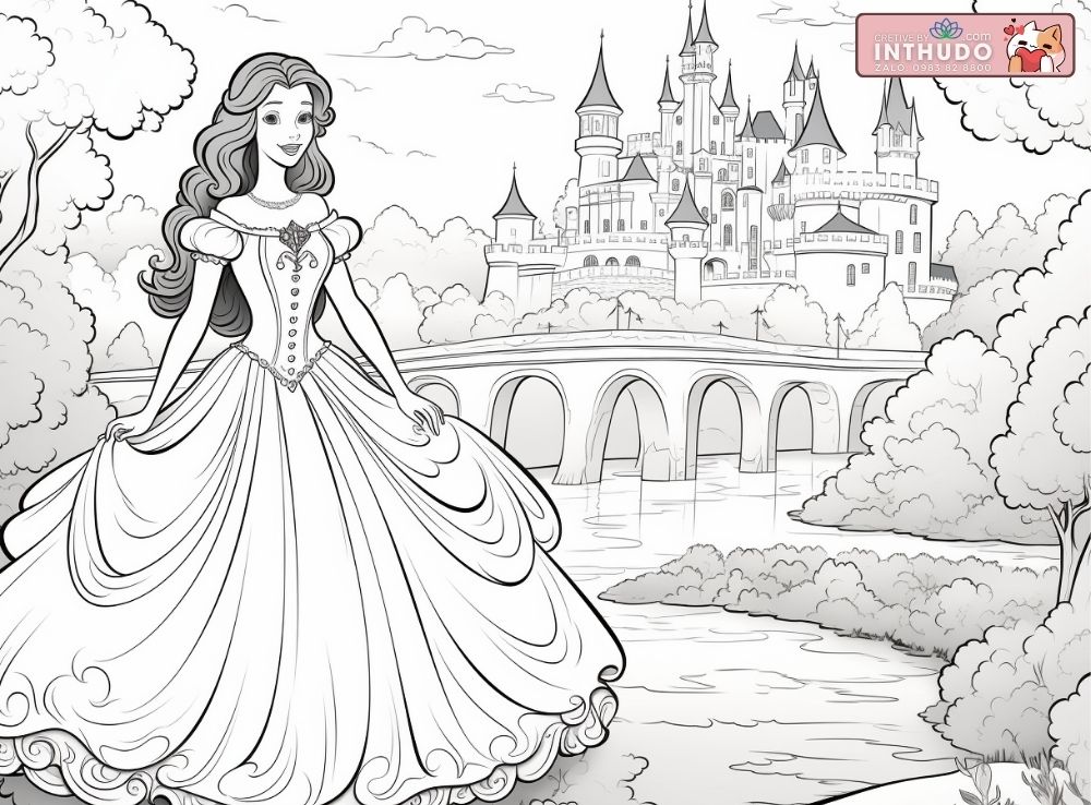 Download Tranh tô màu Công chúa dễ thương - Bộ tranh tô màu cho bé -ta