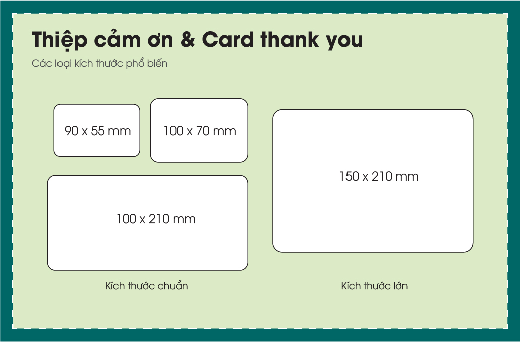 Kích thước chuẩn của thiệp cảm ơn và Card Thank you